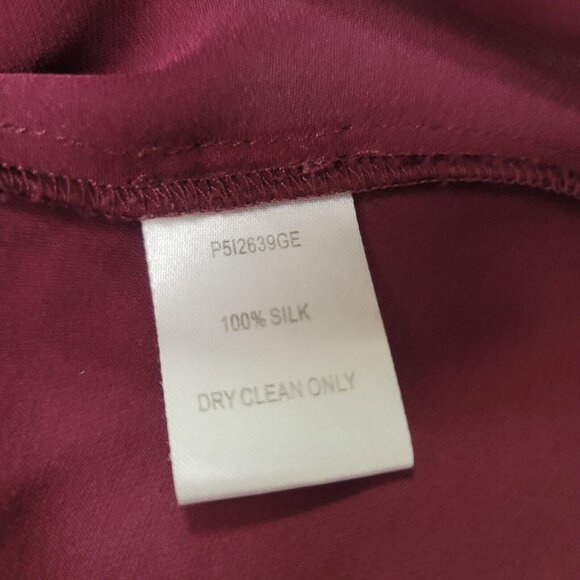 Parker Womens Pussybow Silk Blouse Size S Burgundy Red Long Sleeve Lightweight - Picture 11 of 16